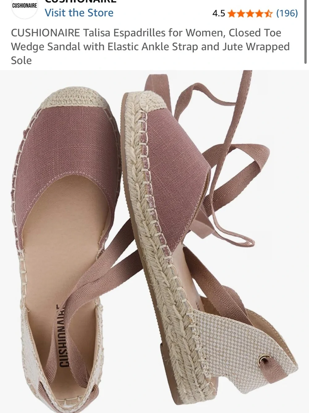 CUSHIONAIRE Talisa Espadrille Wedge in Dusty Rose